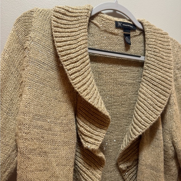 Sparkly Gold/Tan INC Cardigan - Picture 2 of 7